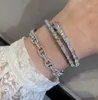 Bracciale punk di qualità di lusso con design cavo e diamante scintillante per regalo di gioielli da sposa da donna in platino placcato oro rosa 18 carati PS3981A