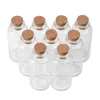 25ml Piccolo contenitore di vetro trasparente carino con bottiglie di profumo di desiderio di sughero Candy Food Pot Craft Fiale multiuso decorative