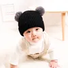 Gorro infantil de inverno de 1 a 5 anos, chapéu de malha acrílica, chapéu com pompom, bola de pele dupla, bonés de malha infantil