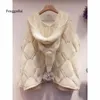 Sonbahar Korece Versiyon Gevşek İnce Saç Top Şapkası Vahşi Örme Haligan Ceket Sweater Kadınlar 201016