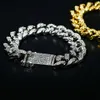 20mm Men's Zircon Cuban Link Bracelet Hip Hop Jewelry Gold Thick Heavy Copper Material Iced Out Cz Chain 7''-9''