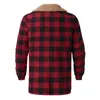 Men's Jackets Fashion Warm Winter Plaid Compound Cardigan Casual Long Sleeve Blouse Plush Tops Coat Overcoat Streetwear #40
