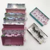 Boîte d'emballage de cils Fluffy 25mm Mink Flase Eyelashes Custom Lash Package avec Clear Tray Rectangle Case