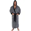 Mäns termiska underkläder Män Sleepwear Men's Men Winter Bathrobe Robe Bekväm Silkeslen Längt Plush Shawl Cashmere Home Bath Coat Långärmade huvtröjor