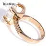 Transgems 5ct Carat Lab Grown Moissanite Wedding Engagement Rings Solid 14K Yellow Gold Lab Diamonds Accents Woman Band Y200620