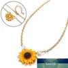 Sunflower Pendant Necklace Imitation Pearl Beads Necklace for Sweater Jewelry Accessories Personality Valentines Day Gift Chain