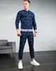 Chándal para hombre, moda Primavera Otoño, chándal a cuadros, conjunto informal de dos piezas, traje deportivo para hombre, ropa para hombre set2016