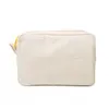 Sacs à cosmétiques en Seersucker jaune, sacs de rangement rayés pour femmes, sac de voyage avec fermeture éclair, sac de maquillage DOM059