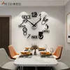Meisd Punch-Free Duży zegar ścienny Salon Naklejki Nastoletnie Dekoracja Zegarek do Home Wnętrza Horloge Black 220115