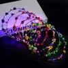 Party Flower Headband LED Light Up Hair Wreath Hairband Garlands Women kids Halloween Christmas Glowing Wreath Party Supplies 120pcsT1I2595