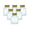 6pcs 50ml Small Square Shape Bottle With Corks Lid Empty Glass Bottles Gift Liquid Food Grade Seal Jars Vials