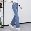 YUEY Frühling Sommer Neue Jeans Frauen Hohe Taille Stretch Gerade Knöchel Länge Schlanke Schöne Flare Jeans Boot Cut Strumpfhosen 201223