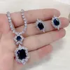 Choucong Brand New Unique Luxury Bridal Jewelry Set 18K White Gold Fill Emerald Gemstones Wedding Party Stud Earring Tennies Neckl2627