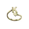 26 A-Z Anillos con letras en inglés Anillo abierto simple Tamaño ajustable Acero inoxidable Amor Corazón Anillo de oro para mujeres Compromiso Joyería de boda