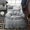 Fleece Warm Twin Full Queen King size Bedding Set Gray Brown Duvet/Quilt cover Bed Fitted sheet set ropa de cama parrure de lit T200706