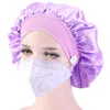 Femmes Silk Night Sleep Cap Hat Hair Traitement Hat à tête Hauvelle Satin Turban Wrap Band Elastic Long Hair Soins large Band Bonnet9908679