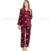 Damen-Pyjama-Set aus Seidensatin, Pyjama, PJS-Set, Nachtwäsche, Nachtwäsche, Loungewear, XS ~ 3XL, Übergröße, für Weihnachtsgeschenke 201113