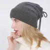 Multifunction drawstring Hat neckerchief fleece lined winter warm Beanie Skull Cap Neck for women will and sandy gift