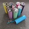 20 oz dünn tumbler mit dichtungsdeckel regenbogen strohhalme edelstahl thermos flasche doppelt isoliert wasserbecher für reisen