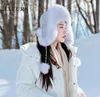 ビーニー/スカルキャップ2021本物の毛皮の帽子冬の女性のアライグマ犬の爆撃機ロシアUshanka Trapper Snowスキー帽子キャップ