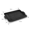 Hot 32 X 26cm Stone Barbecue Frying Grill Pan Rectangle Non-Stick Grill Cookware Korean BBQ Tray Barbecue Plate - Black T200506