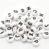 Doreen Box White & Black Randomly Mixed Letter Alphabet Flat Round Acrylic Beads For DIY Jewelry Making 7mm(1/4"), 1000Pcs Y200730