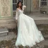Nowa Księżniczka Boho Suknie Ślubne Aplikacje Koronki Backless Plaża Sukienka Długie Rękawy Puff Plus Rozmiar Suknia Ślubna