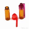 51mm / 36mm Akrylowe plastikowe butelki Snuff Mnorter Dispensator Bullet Rocket Mnorster Szklana Fiolka Pill Case Pudełko z łyżką Wielokrotny kolor