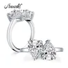 AINUOSHI Classic 925 Sterling Silver Pear Cut 2 pietre anello di fidanzamento diamante simulato donne anelli di nozze d'argento gioielli Y200107