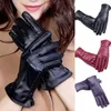 1 пары кожаные перчатки, проводящиеся перчатки с сенсорным экраном Ветрозопроницаемые водонепроницаемые синтетические женщины с твердым цветом Full Fingers12174434