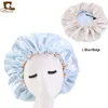 New Silk Night Cap Hat Double side wear Women Head Cover Sleep Cap Satin Bonnet for Beautiful Hair GD741