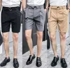 Verão Britânica Calças dos Homens Sólidos Cor de Negócios Negócios Calças Casuais Slim Fit Ternos Screads Side Split Split Cinco pontos Streetwear 201106