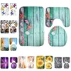 3Pcs/set Bathroom Mat Set Flannel Anti-Slip Kitchen Bath Mat Digital Printing Washable Carpet Bathroom Toilet Rug Set