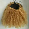 Jordgubbe Blondin Kinky Curly Penytail Clip In Virgin Human Hair Extension Short High Afro Kinky Curly Puff 120g