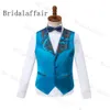 Bridalaffair Shinny Lake Mavi Erkekler Suits 3 Parça Sonbahar Ziyafet Serisi Damat Erkekler Düğün Smokin Erkekler Parti Takımları Tepe Yaka 201106