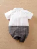 Yierying Baby Colorblock Кнопка Кнопка Кнопка BOW Front Supender Romper Она