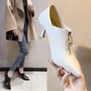 Autumn Single Shoes Woman High Heels Women Pumps Pointed toes Two Wearings Work Shoes Front Zip Female Footware Black