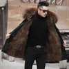 남자 파카 겨울 세련된 재킷 긴 streetwear 러시아어 7XL 레알 모피 코트 자연 너구리 모피 칼라 후드 두꺼운 따뜻한 코트
