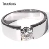 TransGems 1 Karat Lab Grown Moissanit Diamant Solitär Ehering 14K Weißgold Verlobungsring für Männer und Frauen Liebhaber Y200620