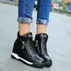 Winter Womens Leather Casual Shoes Height Increasing Ankle Boots Wedge Boots Keep Warm Fur Shoes Woman Platform Zip Shoes 201031