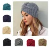 Woman Knitted Hat Cross Imitation Cashmere Beanie Bohemian Knitted Caps Hats Muslim Turbano Ladies Outdoor Ski Cap Turban Headwear CZ101904
