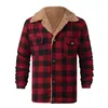 Erkek Ceketler Moda Sıcak Kış Ekose Bileşik Hırka Rahat Uzun Kollu Bluz Peluş Coat Palto Streetwear Tops # 40