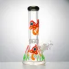 Bong in vetro Straight Perc Mushroom Pattern Oil Dab Rigs Glow in The Dark Beaker Bong 18mm Female Joint Narghilè con ciotola Tubi d'acqua downstem diffusi