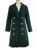 Cappotto lungo di lana verde taglie forti Cappotto coreano elegante doppio petto Cappotto vintage Donna Giacca invernale calda nera 201102