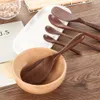 Cuillère à dessert en bois de noyer noir de style japonais Vaisselle Cuillères à miel de café Remuer Long Scoop Soupe Cuillère à riz Fournitures de cuisine H jllMke