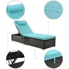 Outdoor PE Wicker Chaise Sets - 2 Piece Reclining Chair Furniture Set Beach Pool Adjustable Backrest Recliners with Side Table and Comfort Head Pillow US a57