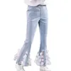 Jeans 4-12y Flickor Flared 2022 Barnbyxor Vår Höst Mode Sommarblomma Baby Ytterkläder Byxor Ungdom
