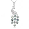 Peacock vorm hanger water drop natuurlijke abalone shell statement hangers ketting zirkoon charme sieraden voor vrouwen cadeau