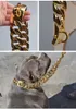 PMGPET Pet Dog Collar Leash Bully Collar Gold Chain 32mm Stainless Steel Customized Pitbull Bulldog Smooth Strong Collar Lead 20111086229