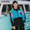 LENSTID Autumn Men Hip Hop Streetwear Color Block Patchwork Pocket Jacket Harajuku Vintage Windbreaker Oversized Track Coats 201128